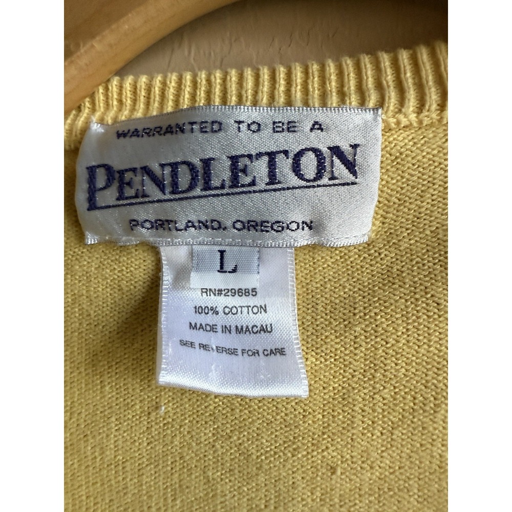 Pendleton‎ Vtg 100% Cotton Yellow Button Up Cardigan Large - Picture 2 of 4